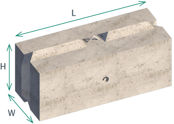 Vee Interlocking concrete block B1