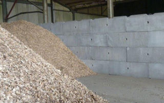 Vee Interlocking Concrete block - wood chip storage