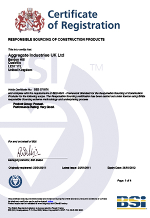 BES 6001 Precast Certificate