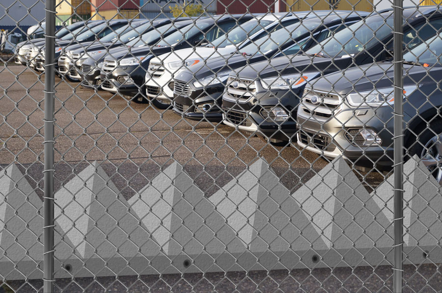 Concrete Tank Trap Pyramid Barriers protecting cars