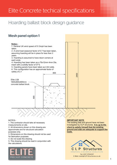 Hoarding Ballast Blocks Mesh Panel Calculations