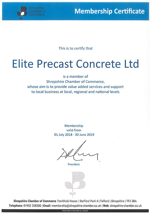 Shropshire Chamber of Commerce Certificate 2018 - 2019