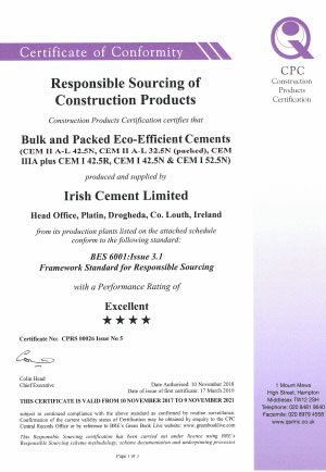 Irish Cement BES 6001 00026 Issue 5.1