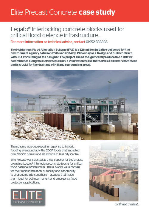 Legato® interlocking concrete blocks used for critical flood defence infrastructure...