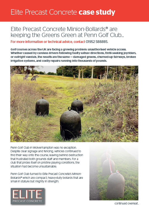 Elite Precast Concrete Minion-Bollards® are keeping the Greens Green at Penn Golf Club...