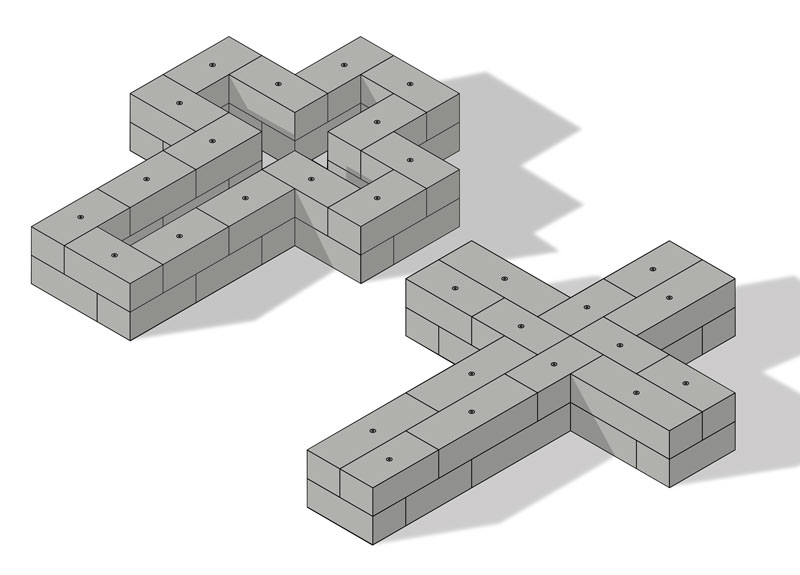Memorial Crosses – Duo interlocking blocks Memorial Crosses with Duo Blocks